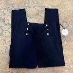 Milk and Honey  NWT Navy High-Waisted Pants with Gold Buttons and Side Zipper Photo 0