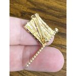 Vintage Patriotic‎ Faux RHINESTONE USA Flag Pin Gold Photo 2