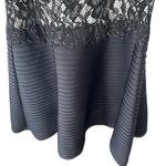 Tadashi Shoji  Contrast Lace and Pintuck Neoprene Black White Gray Dress Photo 3