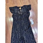 Donna Ricco  Embroidered Black Gold Lace Jumpsuit Size 2 Wedding Guest Fancy Photo 1