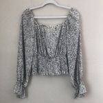 No Frills LA Size M Smocked Long Sleeve Crop Top Blouse Black White Polka Dots Size M Photo 1