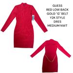 Guess Y2K STYLE RED LOW BACK GOLD BELT PARTY NIGHTLIFE DRESS M NWT Photo 1