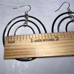 Modernist Double Dangle Hoop Silver and Gunmetal Earrings Silver Photo 5