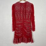 Elliatt Ruched Lace Long Sleeve Mini Dress Red Romantic Size Small Photo 3