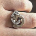 Christian Dior Dior CD Lock Ring Silver-Finish Metal and Silver-Tone Crystals size M Photo 4