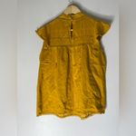 J.Crew  Yellow Smocked Crew Neck Puff Sleeve Shirred Cotton Top Small Photo 1