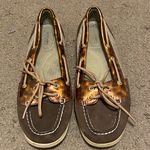 Sperry Womens Top-Sider Angelfish Brown Gold Leather Boat Shoes Size 8 Photo 0