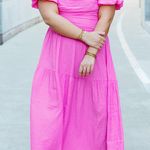 Hello Molly  Pink Puff Sleeve maxi Dress Photo 1