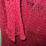 Spiegel  Crochet Button Front Sweater with Bell Sleeves Size Med Burgundy Color Photo 2