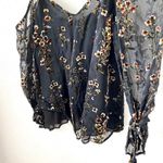Love Sam  INTERMIX Cold Shoulder Floral Top Size Small Photo 2