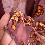 Forever 21  Maroon Golden Floral Velvet Burnout Open Front Kimono Small Photo 5