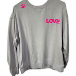 Wildfox  Love Sweatshirt Dogs Love Me Gray W/ Pink Paw Print Womens L Photo 0