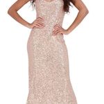 Steve Madden ROSE GOLD SEQUINED SLEEVELESS V-NECK MIDI DRESS Photo 0
