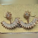 Ju merit Ear Jacket Stud Earrings Rhinestone Earrings in Rose Gold Photo 4