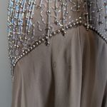 Oleg Cassini 80s 90s Vintage  Couture Formal Beaded Crêpe Dress Beige Size 6 Photo 10