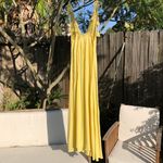 Forever 21 Yellow Strappy Sundress Small with tassels and Straw purse Photo 10