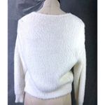 SheIn White Eyelash Knit Cardigan Rhinestone Bow Closures Soft Glam Sweater Photo 2