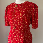 Vintage ‘90s Red & Gold Star Print Half Sleeve Button Front Blouse Size M Photo 0