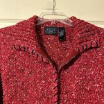Liz Claiborne Vintage Retro Crazy Horse Red & White Cardigan Sweater 1X Photo 2