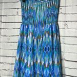 Fynn & Rose Blue Smocked Sundress Midi Dress SZ 4 Tie Photo 7