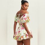 Luxxel The San Francisco Ivory Multi Romper Off Shoulder Ruffled Floral Sz S Photo 6