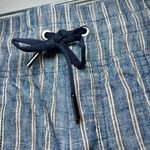 Athleta  Cabo Linen Shorts Pull on Blue White Striped Drawstring Lightweight 4 Photo 2