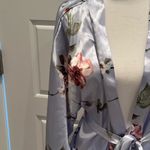 Linea Donatella NWT  Blue Floral Print Satin Wrap Robe Size Small / Medium Bridal Photo 6