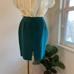 Vintage 90s Beautiful Green 100% Silk Mini Skirt Size 4 with Back Slit Photo 3