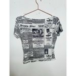RONNY KOBO Women's Black White Mesh Newspaper Graphic Zanzabar Top Size Large Photo 9