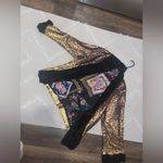 Johnny Was  SEQUIN GOLD PLAZA KIMONO $398 BOHO DESIGNER ANIMAL PRINT fall jacket Photo 8