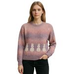 Talbots Vintage Snowman Mohair Sweater L | Holiday Ombre Confetti Knit Appliqué Photo 14