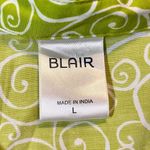 Blair  Women’s Green Swirl Button Down Three Quarter Sleeve Blouse Photo 5