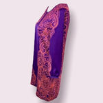 Juicy Couture Shift Dress 3/4 Sleeve Purple Satin Pink Paisley Design Size 2 Photo 2