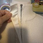 XS One Grey Day 50% Merino Wool Pull Over Quarter Zip Oversized Winter Holiday White Photo 4