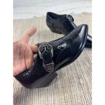 MIA vintage Womens Black Leather Monk Strap Brogue Wingtip Buckle Shoes Size 8B Photo 1