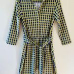 Ellie Kai Sz S Purple Yellow V Neck Midi Dress Geo Print Soft Stretch A Line Photo 0