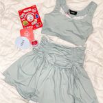 Cider NWT Square Neck Lace Bowknot Crop Tank Top With Mid Rise Solid Drawstring Photo 1