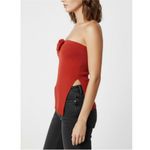 With Jean WITH JÉAN Belle Crushed Velvet Strapless Top, Red, XS Photo 1
