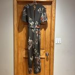 Viv L'Eroa Jumpsuit Women's Size Small Flutter Sleeve Floral Bird Green Photo 5