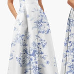 Alfred Sung  Cottage Rose Larkspur Gown - Size 4 Photo 0