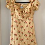 Urban Outfitters Yellow Cherry Print Off the Shoulder Mini Dress Photo 2