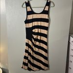 Calvin Klein Black Beige Striped Sleeveless Stretch Tank Dress Description: Photo 2