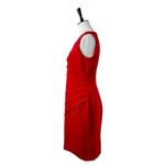 Calvin Klein  Sheath Dress Sunburst Ruched Sleeveless Red Crimson Women’s Size 8 Photo 4