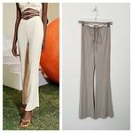 [TRESSER] Tan Criss Cross Tie Waist Ruched Low Rise Flare Leg Pants Size Small S Photo 1