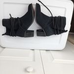 Toms Ankle Boots Mila Bootie Black Suede Leather Heel Slip On Ankle Strap Sz 8 Photo 4