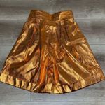 KIMBERLY GOLDSON Women’s Lizzie Pleated Metallic Shorts Copper Sz 4 Orange Photo 4