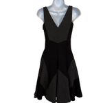 Hale Bob  Sleeveless V Neck Fit and Flare Dress Panel Blocked Black & Gray‎ EUC S Photo 6
