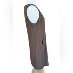 Eileen Fisher  Drapey Tencel Linen Scoop Neck Shift Dress Pockets Brown Small NEW Photo 5