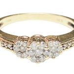 Women’s 10k 10KT IKS Diamond Yellow Gold Flower Cluster Band Ring Size 6.75 Photo 4