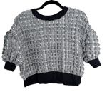 Maeve Anthropologie Black White Cropped Bubble Blouse Size Small Photo 2